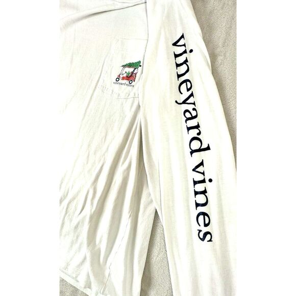 Vineyard Vines Shirt Mens M White Long Sleeve Christmas Golf Cart & Tree *READ - Picture 14 of 15